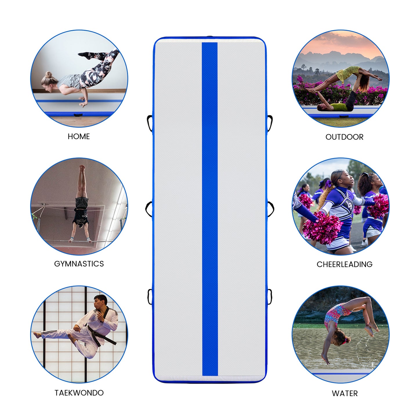 Inflatable Gymnastics Mat with Pump Blue